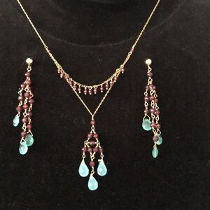 Semi precious stones hand made Wendy Mink necklace & earrings